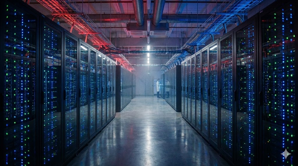 Data center powered by solar panels and wind turbines Eco-Friendly Innovation